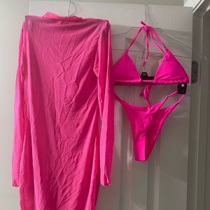 Brand New hot pink Matte Collection swim wear